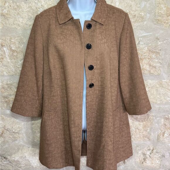 Chico’s Mid Length Jacket Dark Tan Size Chicos 1 Size 8 - 10 - Picture 3 of 9